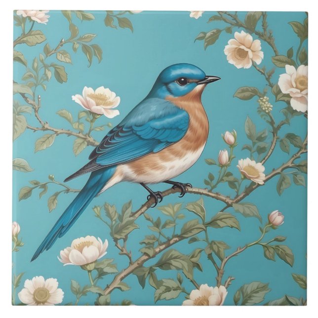 Azulejo El pájaro azul William Morris inspiró a Turquois (Frente)