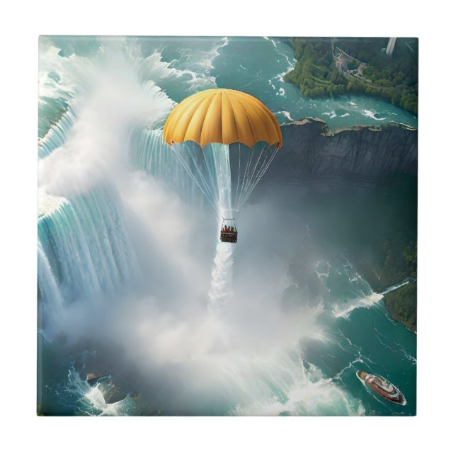 Azulejo El Paracaidismo Sobre Las Cataratas Del Niágara En (Frente)