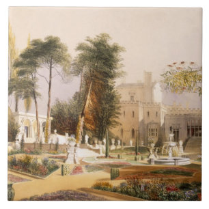 Azulejo El Parterre en los jardines en Wilton, el asiento