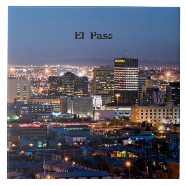 Azulejo El Paso, Texas de Noche (Frente)