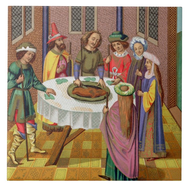 Azulejo El Passover de los judíos, facsímil de un siglo XV (Frente)