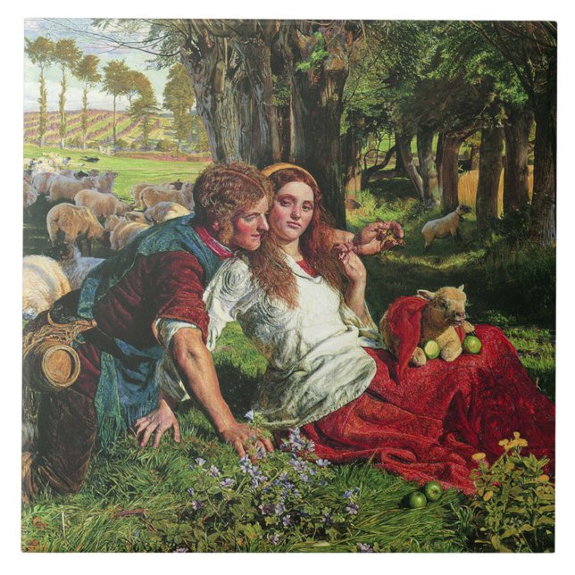 Azulejo El Pastor y su Novia (por Holman Hunt) (Frente)