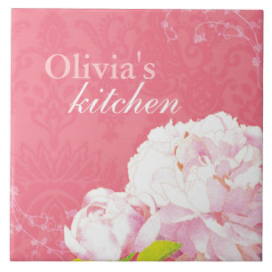 Azulejo El Peony coralino del Flourish remolina cocina