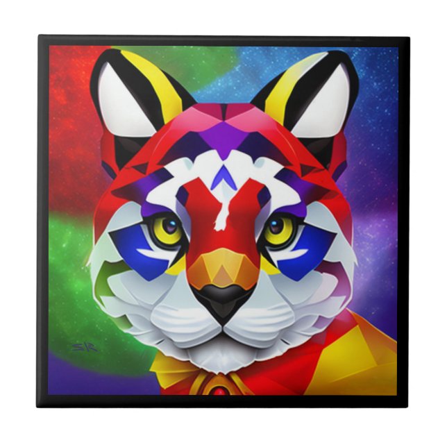 Azulejo El pequeño mosaico negro del gato de Alexander (Frente)