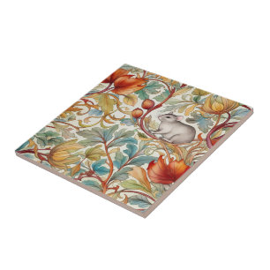 Azulejo El pequeño ratón sobre las hojas