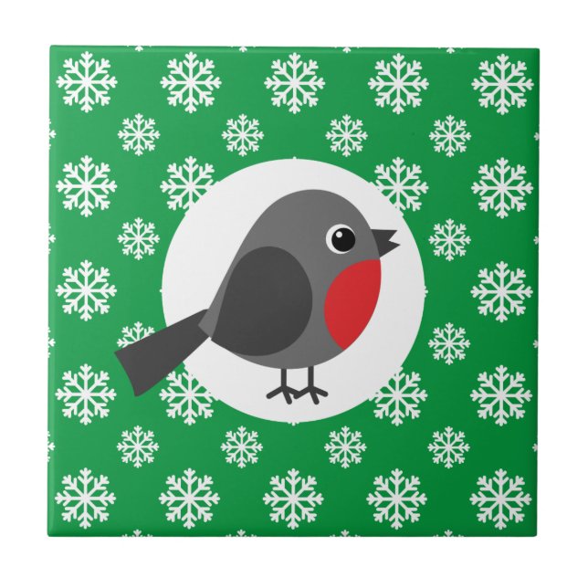 Azulejo El Personalizado Robin con las copas de nieve (Frente)