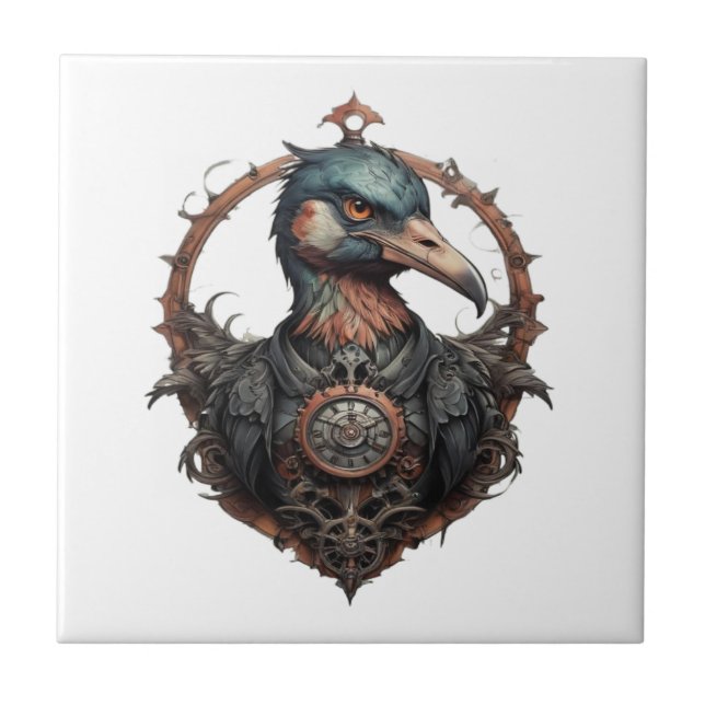 Azulejo "El Pico de Hierro: Un Ibis Steampunk" (Frente)