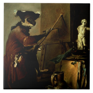 Azulejo El pintor del mono, 1740 (aceite en lona)