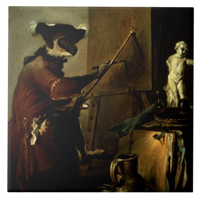 Azulejo El pintor del mono, 1740 (aceite en lona) (Frente)