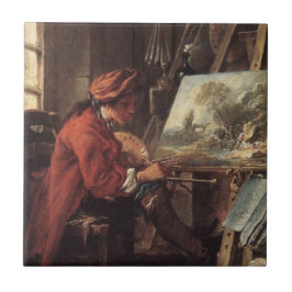Azulejo El pintor en su estudio (por François Boucher)