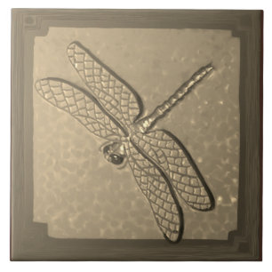 Azulejo El ponente Dragonfly Tile, Golden