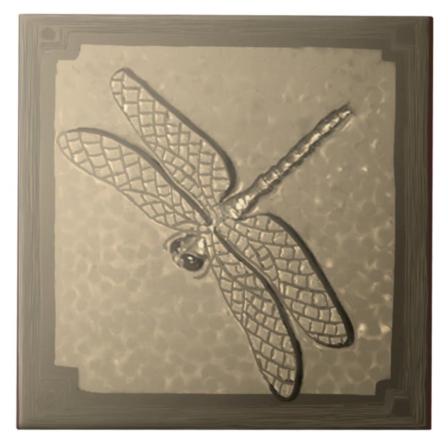 Azulejo El ponente Dragonfly Tile, Golden (Frente)