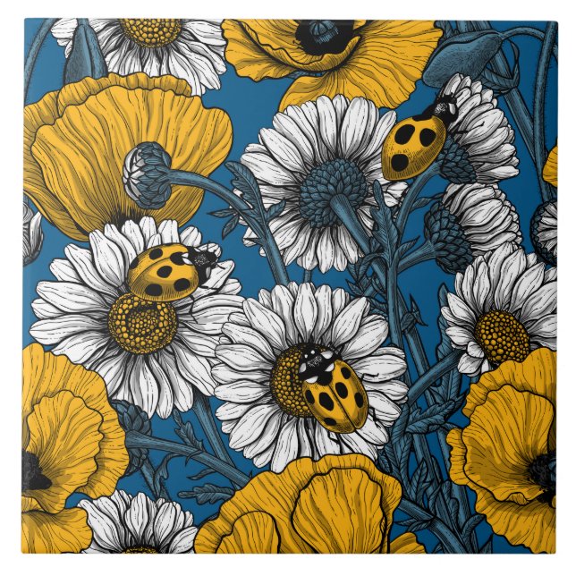 Azulejo El prado en amarillo y azul (Frente)