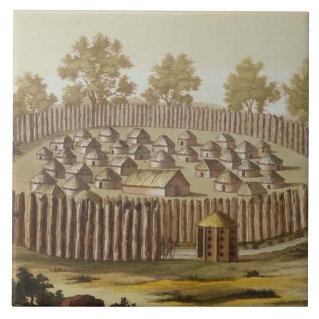 Azulejo El pueblo de una tribu indígena en la Florida, (Frente)