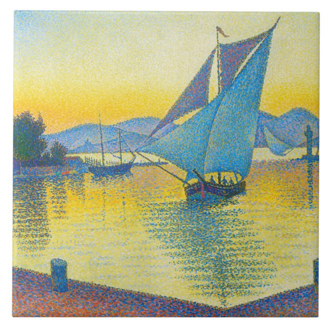 Azulejo El puerto al atardecer, la señal (Frente)