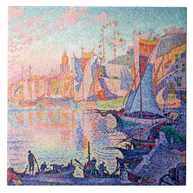 Azulejo El puerto de Saint-Tropez, Signac (Frente)