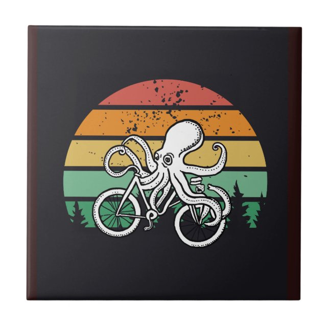 Azulejo El pulpo en bicicleta (Frente)