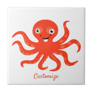 Azulejo El pulpo sonriente rojo agudo Thunder_Cove
