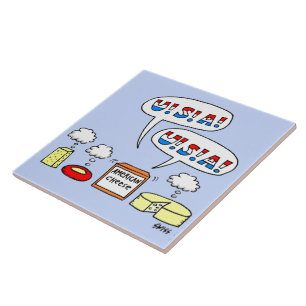 Azulejo El queso patriótico americano en EE.UU. humorístic