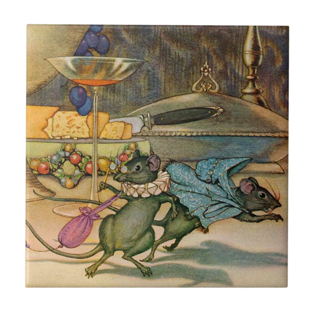 Azulejo El ratón de la ciudad y el ratón del país (Frente)