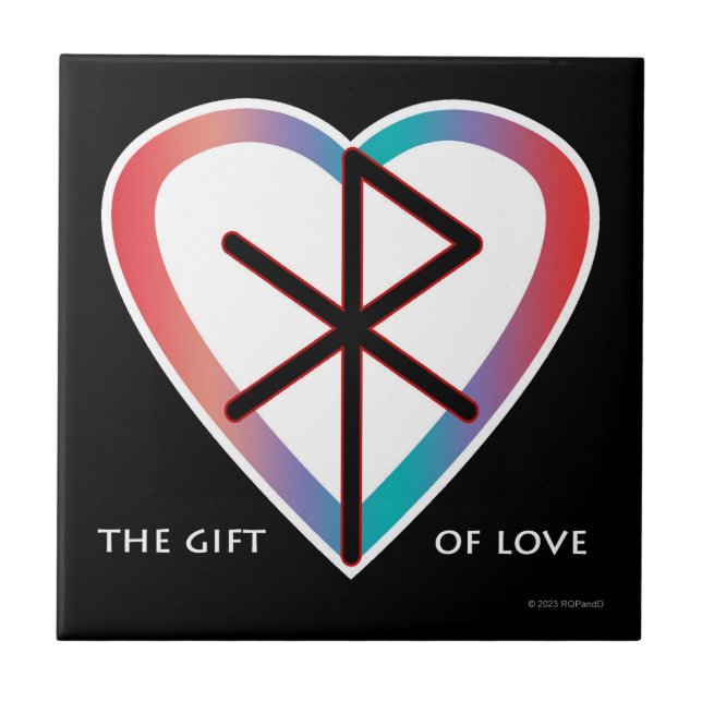 Azulejo El regalo de amor Bindrune Cerámica Tile (Frente)