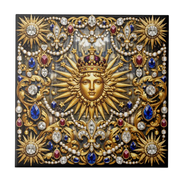 Azulejo El Rey Sol Versalles francés ornamentado (Frente)