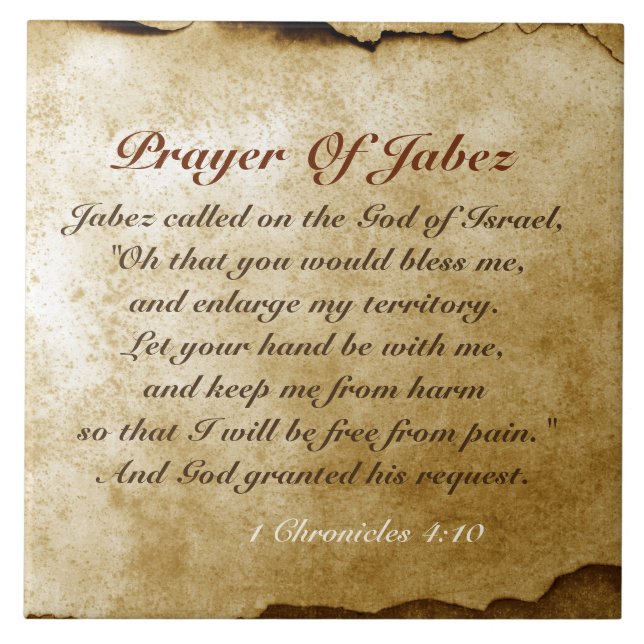 Azulejo El rezo de Jabez, verso de la biblia, 1 crónica (Frente)