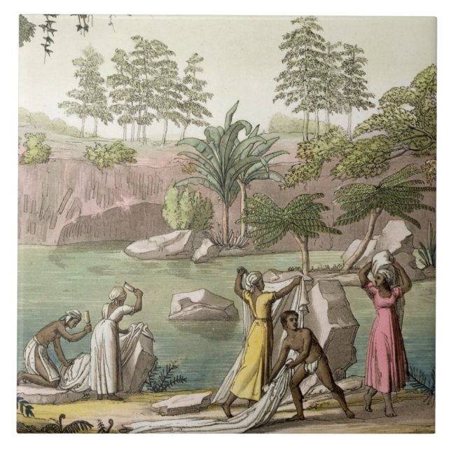 Azulejo El río cerca de San Benedetto, Madagascar, platea (Frente)