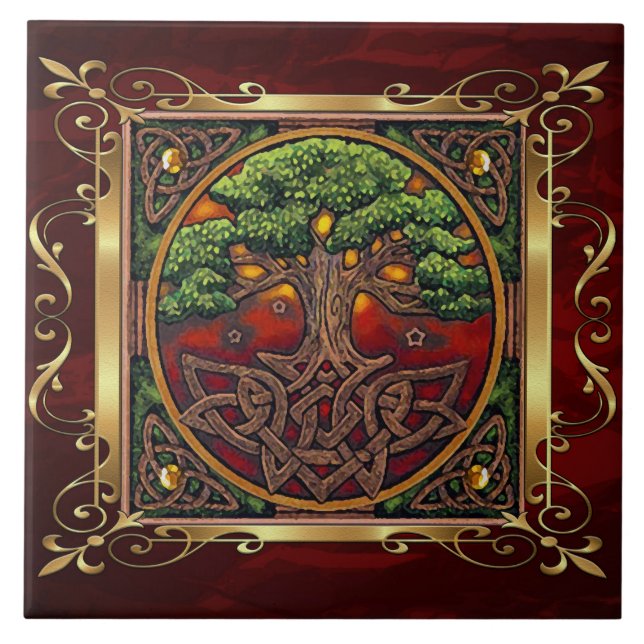 Azulejo El ritual medieval rojo de rubíes de la brujería (Frente)