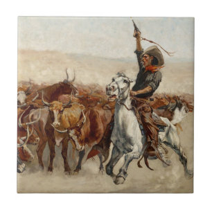 Azulejo El Rodeo Arte Occidental por Frederic Remington