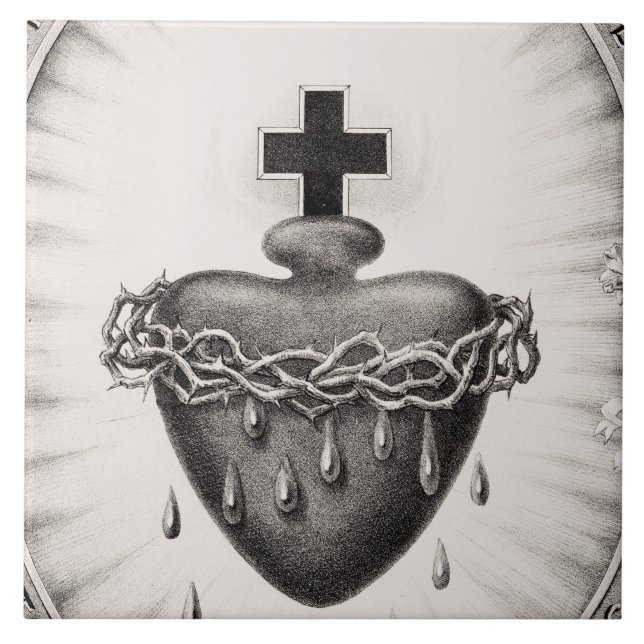 Azulejo El Sagrado Corazón de Jesús Símbolo de lo Divino (Frente)
