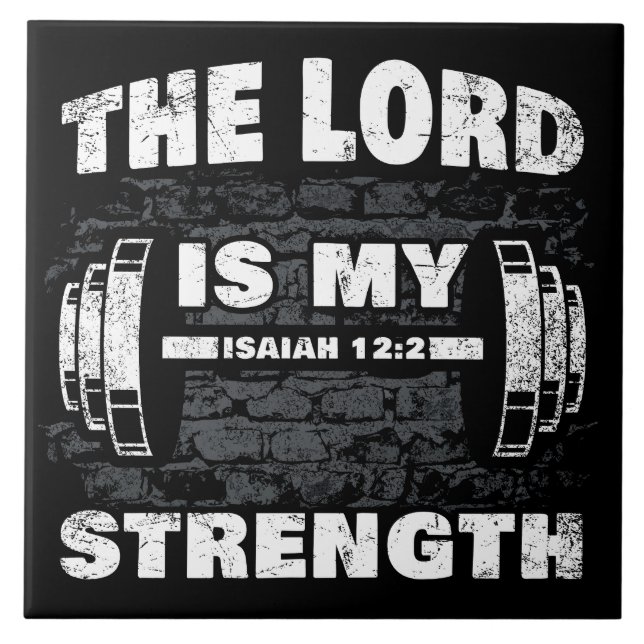 Azulejo El Señor es mi Fuerza Isaías 12:2 Cristiano (Frente)