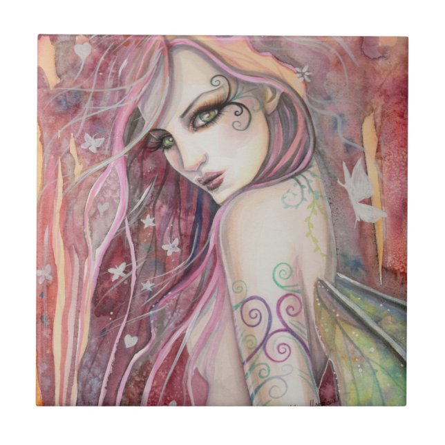 Azulejo El Shy Flirt Moderno Fantasy Art (Frente)