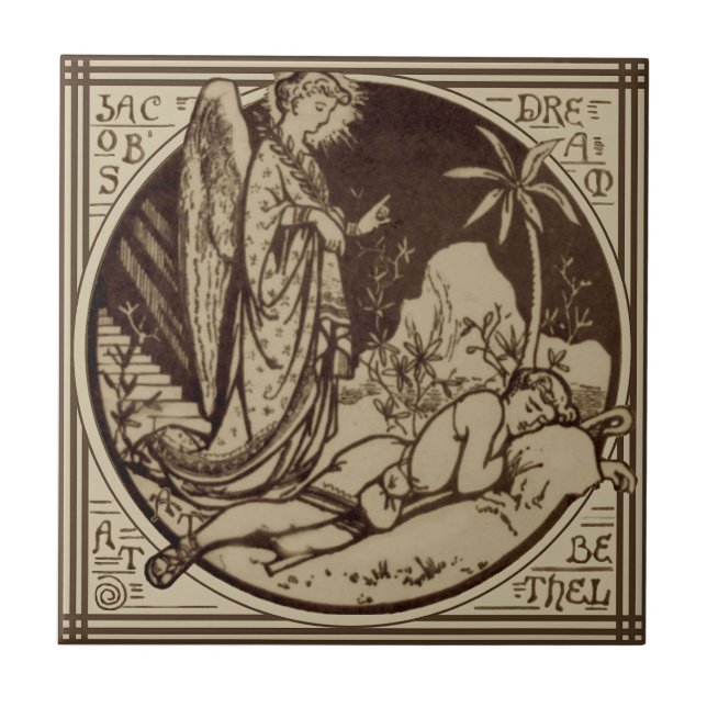 Azulejo El sueño bíblico de Minton contra Sepia (Frente)