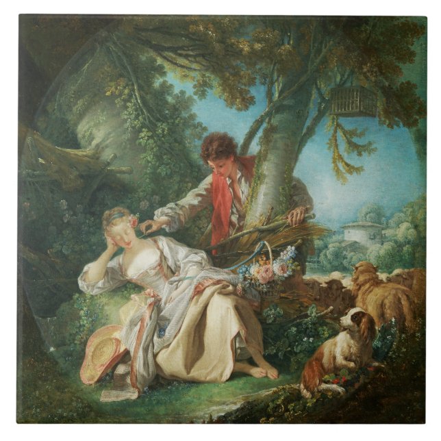 Azulejo El sueño interrumpido por François Boucher  (Frente)