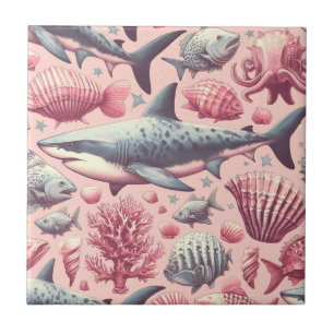 Azulejo El tiburón vintage sin soldadura