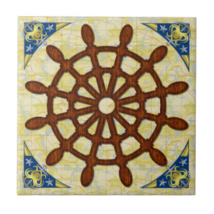 Azulejo El timón de la nave rueda adentro marinería
