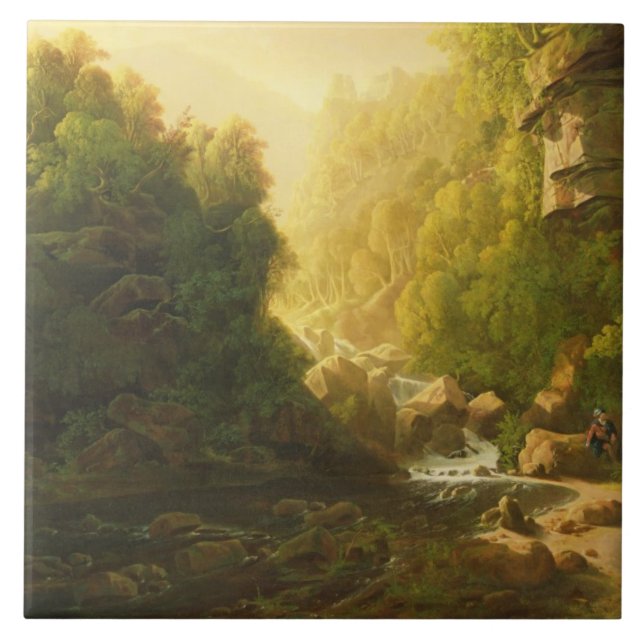 Azulejo El torrente de la montaña, c.1820-30 (aceite en (Frente)