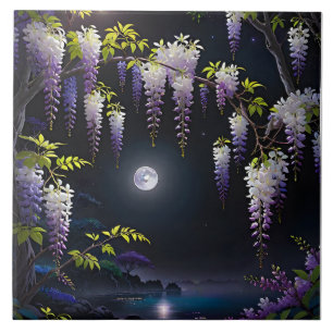 Azulejo El tranquilo arte japonés de Wisteria con bl
