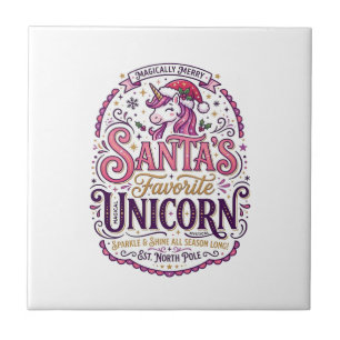 Azulejo El unicornio favorito de Santa Unicornio