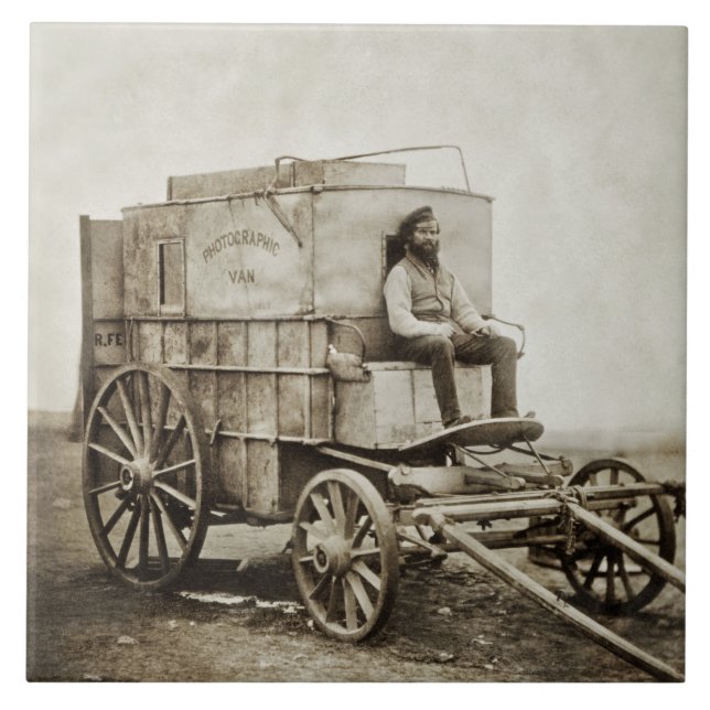 Azulejo El vagón de la fotografía de Roger Fenton (Frente)