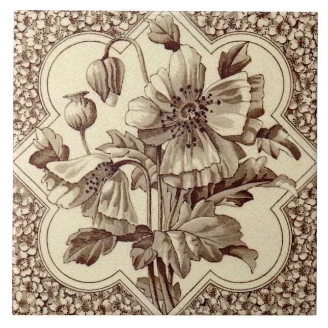 Azulejo El victoriano destaca por su floral Sepia Repro (Frente)