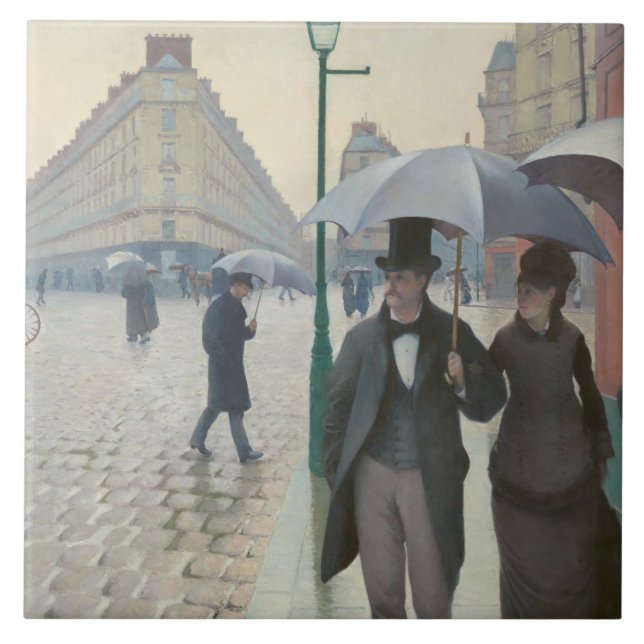 Azulejo El Viejo Gustave Caillebott Paris Street Rainy Day (Frente)