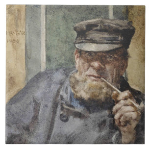 Azulejo El viejo perro de mar (por Henry Scott Tuke)