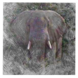 Azulejo Elefante animal artístico