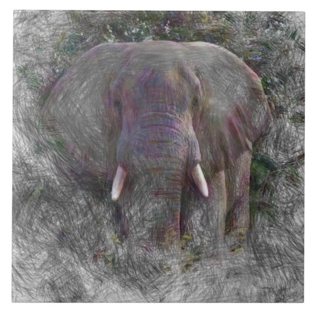 Azulejo Elefante animal artístico (Frente)