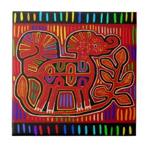 Azulejo Elefante bebé indio Kuna - Arte popular Mola