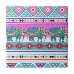 Azulejo Elefante con patrón azteca