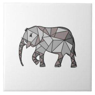Azulejo Elefante cutáneo geométrico negro y blanco