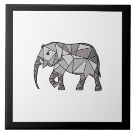 Azulejo Elefante cutáneo geométrico negro y blanco